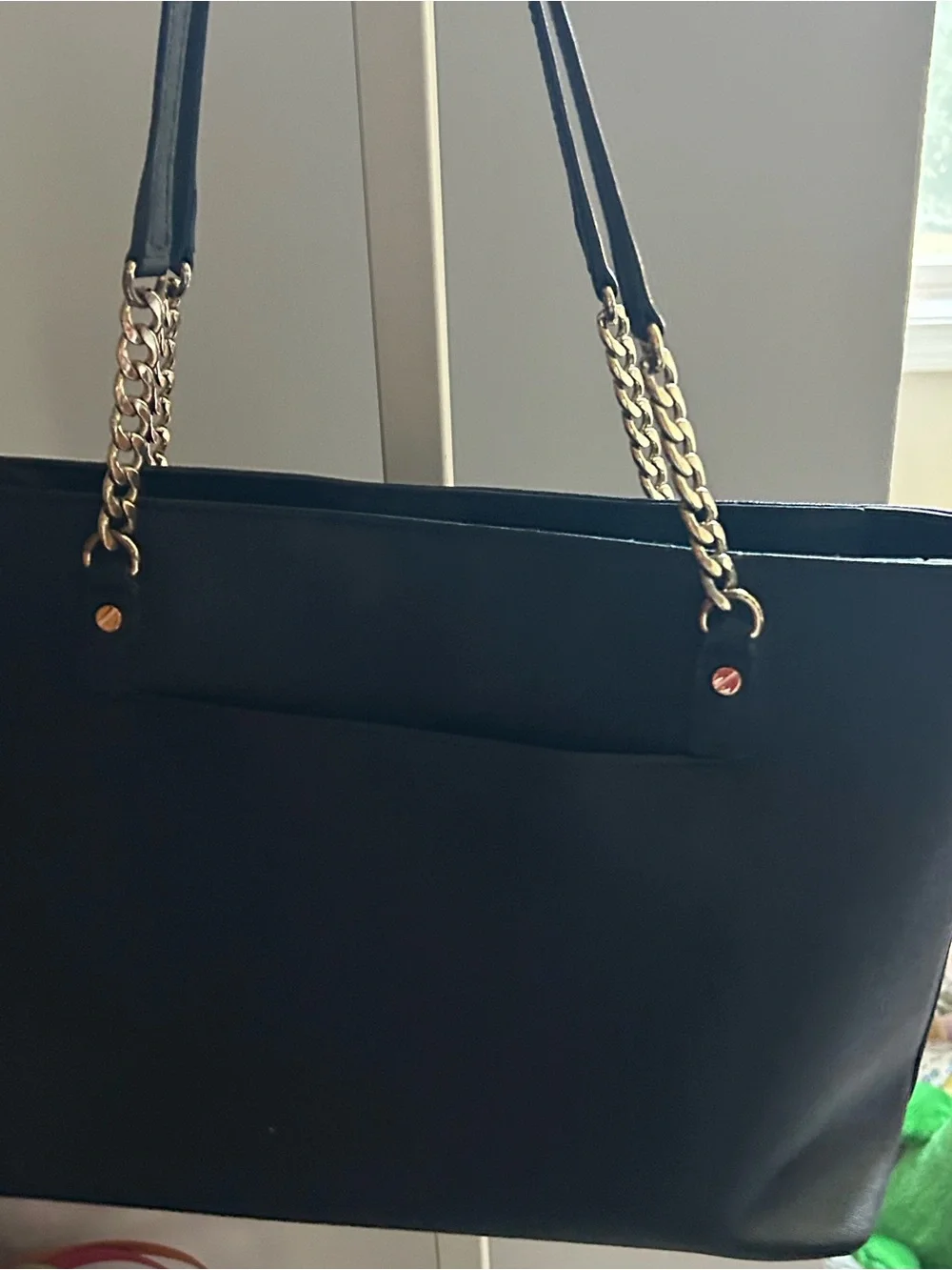 Michael Kors Black Shoulder Tote with Gold Chain Straps